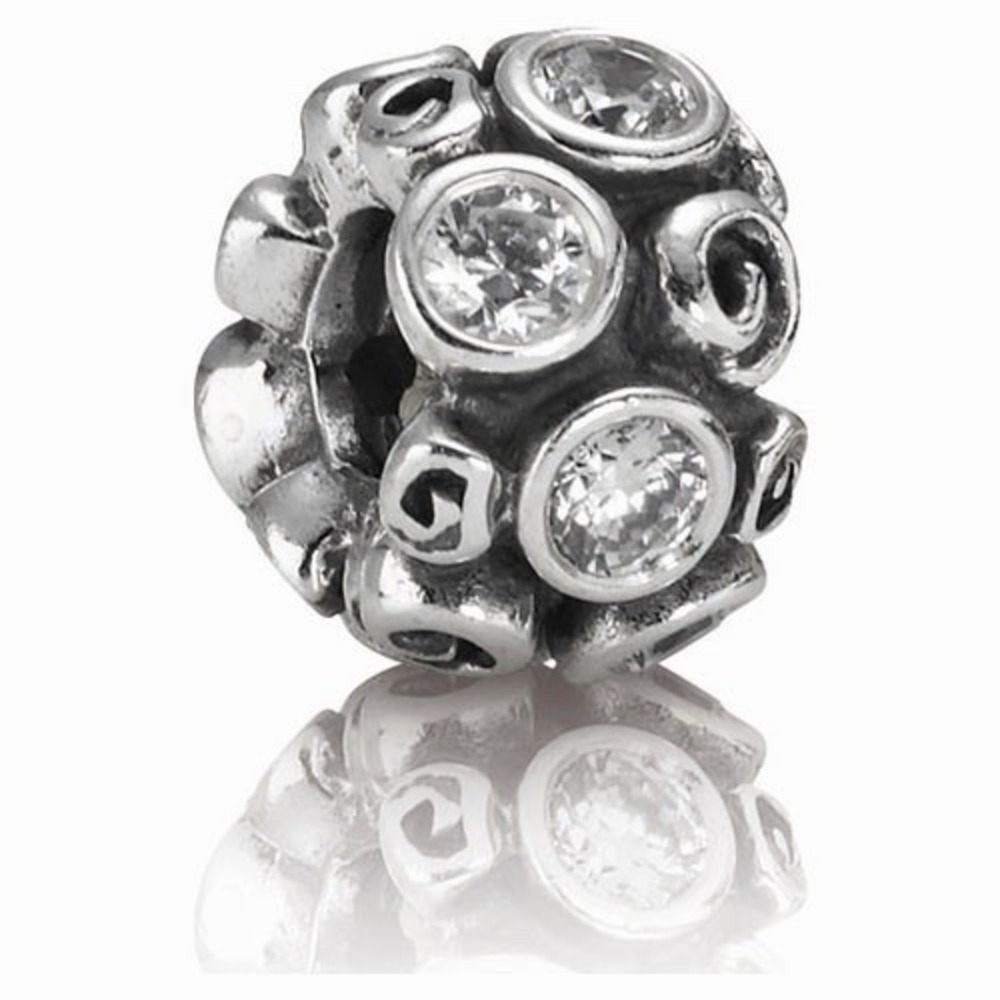 Pandora 925 Sterling Silver Clear CZ Primrose Path Rare Retired Bead Charm